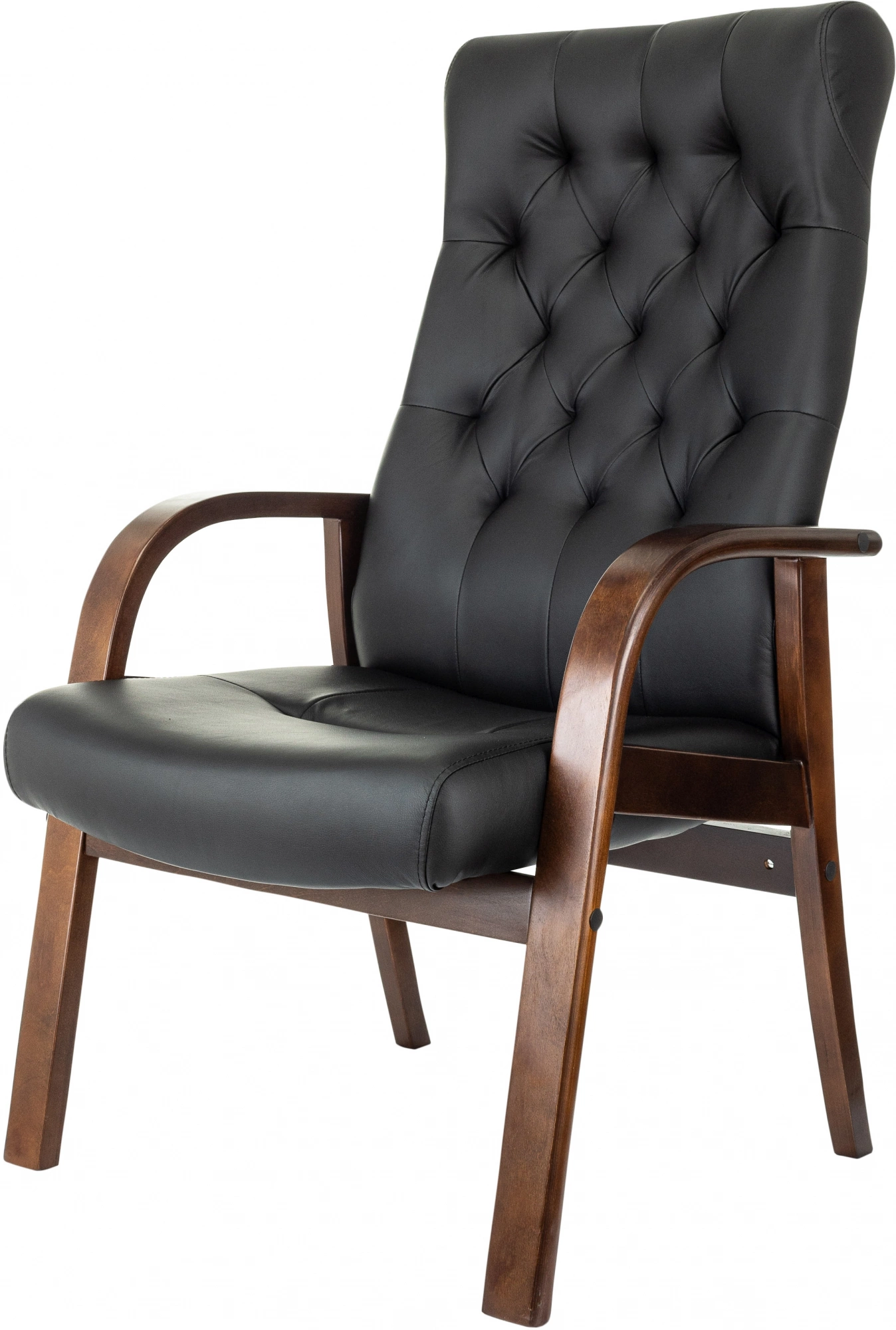 Кресло Бюрократ T-9928WALNUT-CF черный кожа на ножках дерево